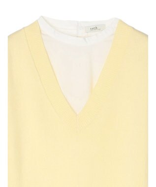 earth music&ecology ＳＥＴ２点Ｖネックベスト＋スタンドカラーチュニック Ivory