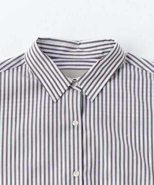 UNFILO 【抗菌防臭】イージーケア オーバー シャツ ブラウンストライプ