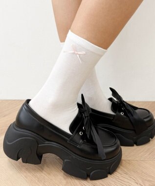 WEGO ミニサテンリボン付きソックス ホワイト