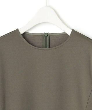 ICB 【洗える】リバーストレッチジャージー ペプラムカットソー アッシュカーキ系