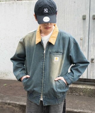 WEGO ワーカーズWジップデニムブルゾン デニム中濃加工色