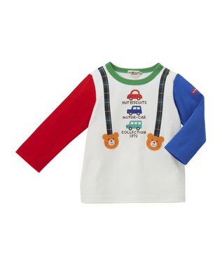 MIKI HOUSE HOT BISCUITS 【70-120cm】 サスペンダープリント長袖Ｔシャツ