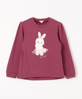 ANY KIDS 裏シャギー アップリケ トレーナー ローズピンク×ウサギ