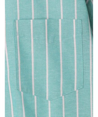Green Parks 綿麻混オーバーサイズシャツチュニック Stripe Green