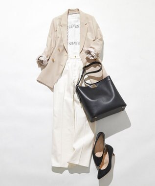 ANY SIS L 【洗える】2wayストレッチジョーゼットロゴ ロンT オフ×スクエア