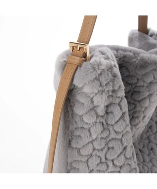 UNBILLION cachecache 花刺繍エコファーワンハンドルバッグ グレー