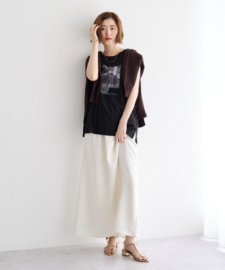 YECCA VECCA サテンフレアスカート Ivory