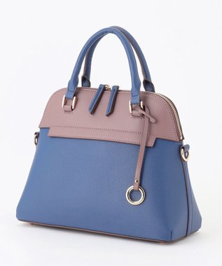 組曲 【ショルダーベルト付き】ボストンハンド バッグ ネイビー系1