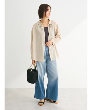 Green Parks インド綿 ボイルゆったりシャツ Light Beige