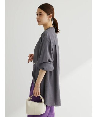 Green Parks バンドカラーシアーシャツ Charcoal Gray