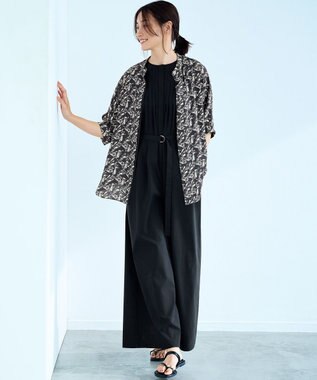 23区 【撥水性/接触冷感/洗える】ストレッチタイプライター オールインワン ブラック系