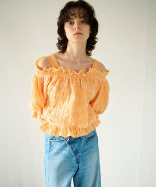 GRACE CONTINENTAL ドルマンフクレジャガードニットトップ オレンジ