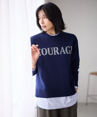 ANY 【洗濯機可】スウェットライクロゴニット ブルー