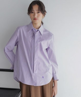 【加藤ローサさん着用】コットンタッチシャーティングボウタイ付き シャツ