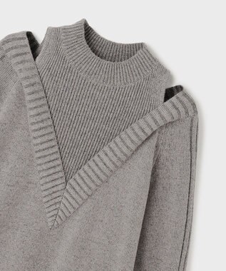 GRACE CONTINENTAL レイヤードレースニットワンピース グレー