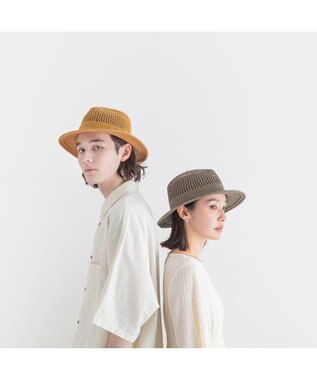 林八百吉商店 Jin no beat shi te cassie　つば広マニッシュネット編みハット マスタード