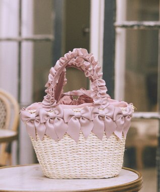Maison de FLEUR 【2Way】フリルハンドルメイズリボン2Wayカゴバッグ Pink