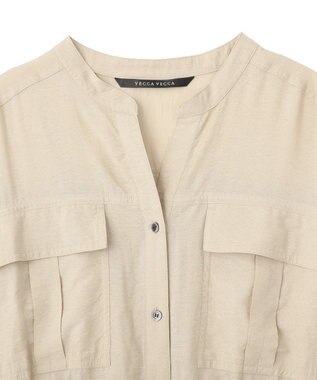 YECCA VECCA ミリタリースキッパーシャツワンピース Beige