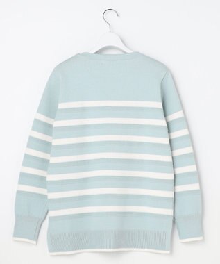 J.PRESS LADIES S Cotton Polyester カラーボーダー ニット スモーキーミント×オフ系