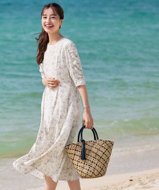 Tiaclasse シーグラスチェックバッグ ベージュ