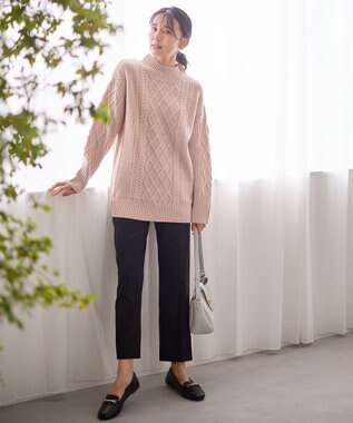 ANY L 【ウエストゴム】裏起毛ハイストレッチパンツ ブラック