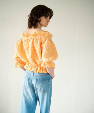 GRACE CONTINENTAL ドルマンフクレジャガードニットトップ オレンジ