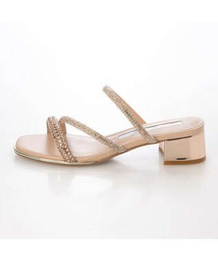 MODE ET JACOMO <MODE ET JACOMO>ラインストーンストラップミュールサンダル ピンクメタリック