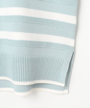 J.PRESS LADIES S Cotton Polyester カラーボーダー ニット スモーキーミント×オフ系