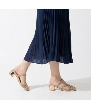 MODE ET JACOMO <MODE ET JACOMO>ラインストーンストラップミュールサンダル ピンクメタリック