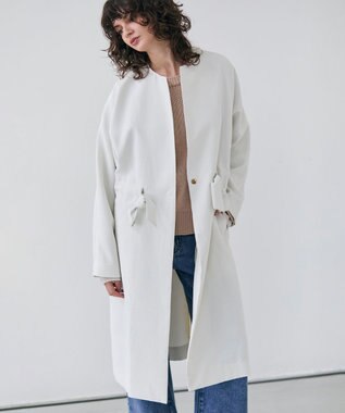 BEIGE， 【洗える】PORDIC / ノーカラードルマンロングコート Ecru