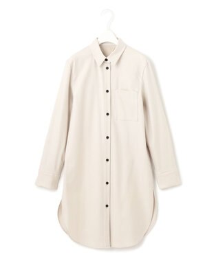 ICB L 【洗える】 ウールミルドサキソニー ロングシャツ トープ系