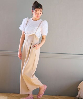 Feroux チュールスリーブ Tシャツ ホワイト系