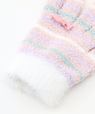 ANY KIDS マルチボーダー マシュマロ 手袋 ピンク系