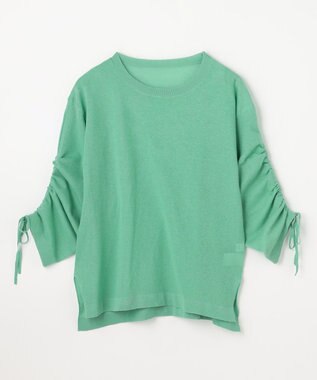 ANY L シアーシャーリングスリーブニット グリーン