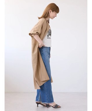 AMERICAN HOLIC 接触冷感バンドカラー切替シャツワンピース Camel