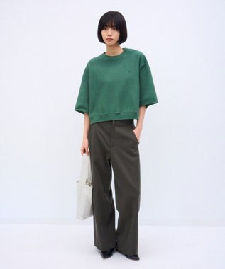 ATON NATURAL DYED URAKE | オーバーサイズハーフスリーブスウェット GREEN