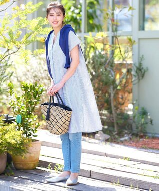 Tiaclasse シーグラスチェックバッグ ベージュ