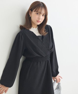 earth music&ecology ＳＥＴ２点カシュクールプルオーバー＋キャミワンピース Black