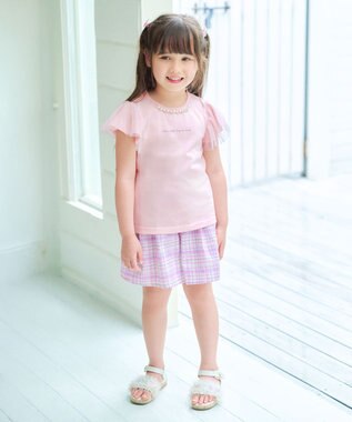 ANY KIDS チェック柄キュロット ラベンダー