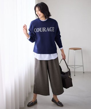 ANY 【洗濯機可】スウェットライクロゴニット ブルー