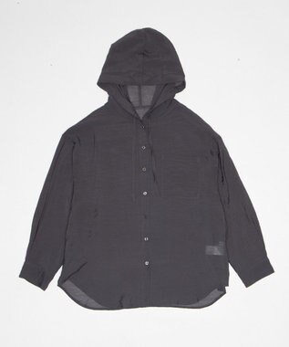 WEGO 【2026年春夏新作】シアーフードシャツ ブラック中濃色