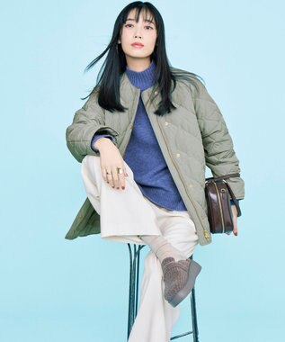 23区 L 【洗える】ナチュラルストレッチサキソニー ベイカー ドロスト パンツ アイボリー系