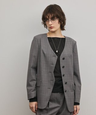 GRACE CONTINENTAL デザインフロントジャケット グレンチェック