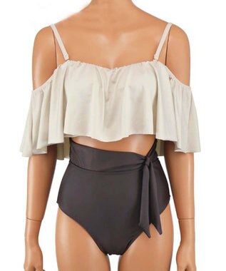 San-ai Resort（三愛水着楽園） 【SALE】ワコール定番商品カップ使用GHIカップの大きなお胸に対応【グラマラスフィット】ワイヤー水着　9D-M　【San-ai Resort（サンアイリゾート）】 ホワイト×ブラウン