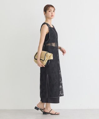 earth music&ecology コード刺繍ベスト Black