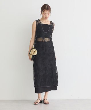 earth music&ecology コード刺繍ベスト Black