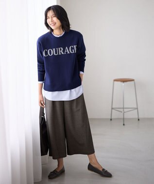 ANY 【洗濯機可】スウェットライクロゴニット ブルー