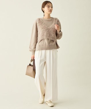 ANY L ロングシャギーニットベスト ベージュ