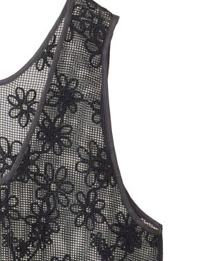 earth music&ecology コード刺繍ベスト Black