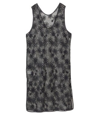 earth music&ecology コード刺繍ベスト Black